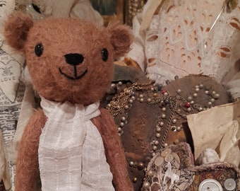 SALE Valentine, the mohair, hand stitched bear.