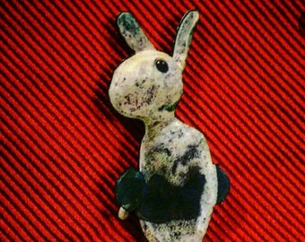 Brooch - One of my bunny in a tutu - wooden brooch