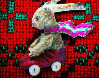 Brooch -- One of My Bunnies driving a shoe Brooch