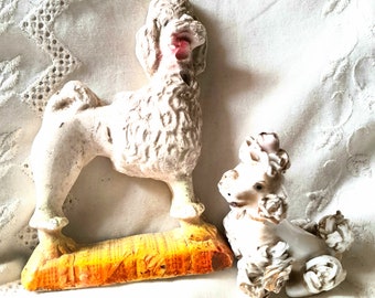 Pair of kitsch poodles, ornaments.