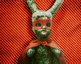 Brooch - One of my Super Bunny , wooden brooches