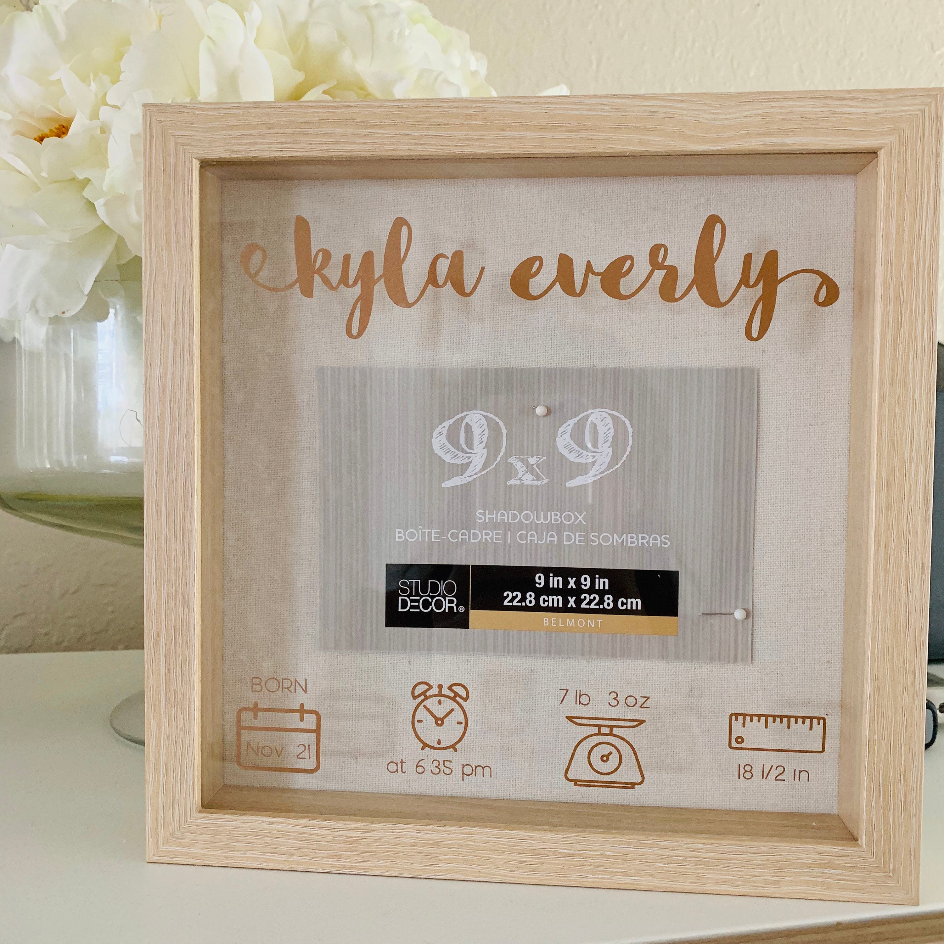 Modern Personalized Shadow Box Birth Announcement Baby | Etsy