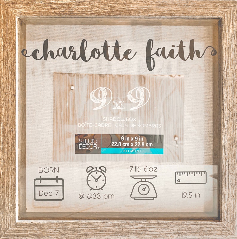 Modern Personalized Shadow Box Birth Announcement Baby Etsy