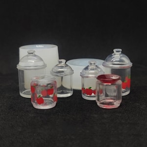 3 Styles Miniature Jar Silicone Mold-Mini Glass Jar Resin Mold-Candy Bottle Mold with Lid-Miniature Dollhouse Jar Mol-UV Resin Art Mold