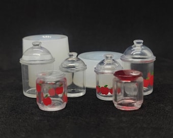 3 Styles Miniature Jar Silicone Mold-Mini Glass Jar Resin Mold-Candy Bottle Mold with Lid-Miniature Dollhouse Jar Mol-UV Resin Art Mold