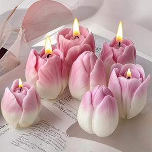 Bellissimo stampo in silicone per candele a forma di tulipano, piccolo stampo per candele a forma di tulipano, stampo in resina naturale per fiori, stampo per candele in cera d'api e soia, stampo in gesso per aromaterapia fai da te
