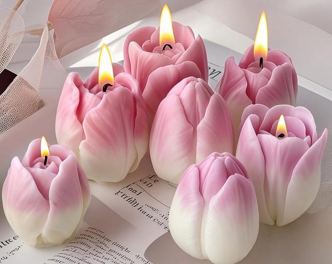 Beautiful Tulip Candle Silicone Mold-Small Tulip Candle Mold-Natural Flower Resin Mold-Beeswax Soy Candle Mold-DIY Aromatherapy Plaster Mold