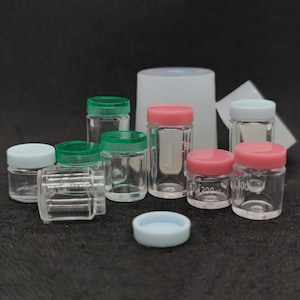 3 Styles Miniature Jar Silicone Mold-Mason Jar Resin Mold-Glass Jar Mold with Lid-Miniature Dollhouse Mold-Food Play Mold-UV Resin Art Mold