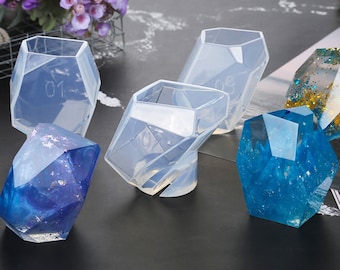 Geometrische Edelstein-Silikon-Form-Kristall-Edelstein-Form-Edelstein-Harz-Form-DIY Micro-Landschaft-Dekor-Form-Aroma-Kerzen-Seifen-Form