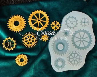 Gear Silicone Mold-Steampunk Gear Resin Mold-Gears Jewelry Craft Mold-Gear Charm Earrings Mold-Mechanical Gear Mold-Epoxy Resin Mold