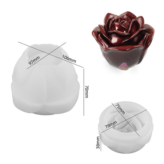 Moule En Silicone Forme Cœur Et Roses - Avec Couvercle, Dimensions ~10x9 Cm - Pour Bougies, Résine, Savon, DIY