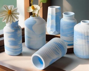 11 Styles Vase Silicone Mold-Striped Vase Resin Mold-Modern Flower Vase Mold-Nordic Vase Concrete Mold-Jesmonite Plaster Decor Mold