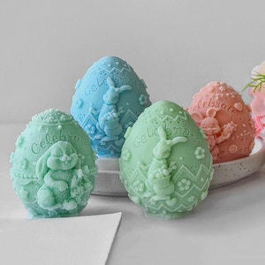 Silikonform Ostern-Kerze-Osterei Kerzenform-Osterhase Kerzenform-Geprägte Kaninchen Kerze Form-Aromatherapie Gips Kunst Form
