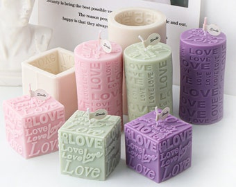 Love Candle Silicone Mold-Cylinder Candle Mold-Sculpture Pillar Candle Mold-Wedding Candle Mold-Handmade Soap Mold-Valentine's Day Gift Mold
