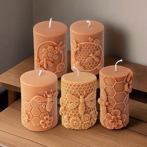 Honeycomb Bee Candle Silicone Mold-Honeycomb Pillar Candle Mold-Beehive Column Candle Mold-Cylindrical Candle Mold-Beeswax Soy Candle Mold