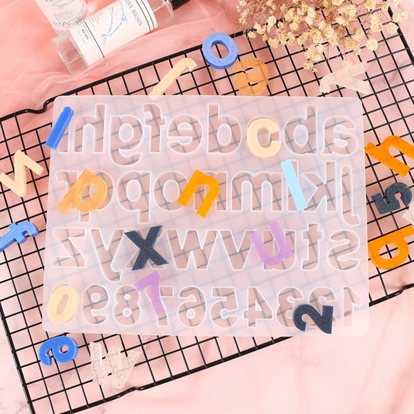 Alphabet Buchstabe Silikonform-Kleinbuchstaben Resin Mold-Letter Zahlenform-Buchstabe Schmuck Charms Form-Epoxidharz Bastelform