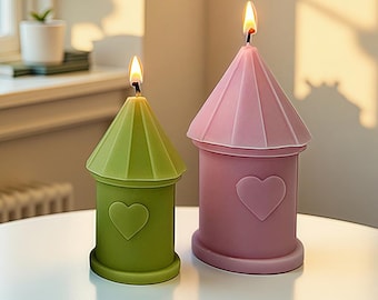 House Pillar Candle Silicone Mold-Heart House Candle Mold-Christmas House Resin Mold-House Shaped Soap Mold-DIY Aromatherapy Plaster Mold