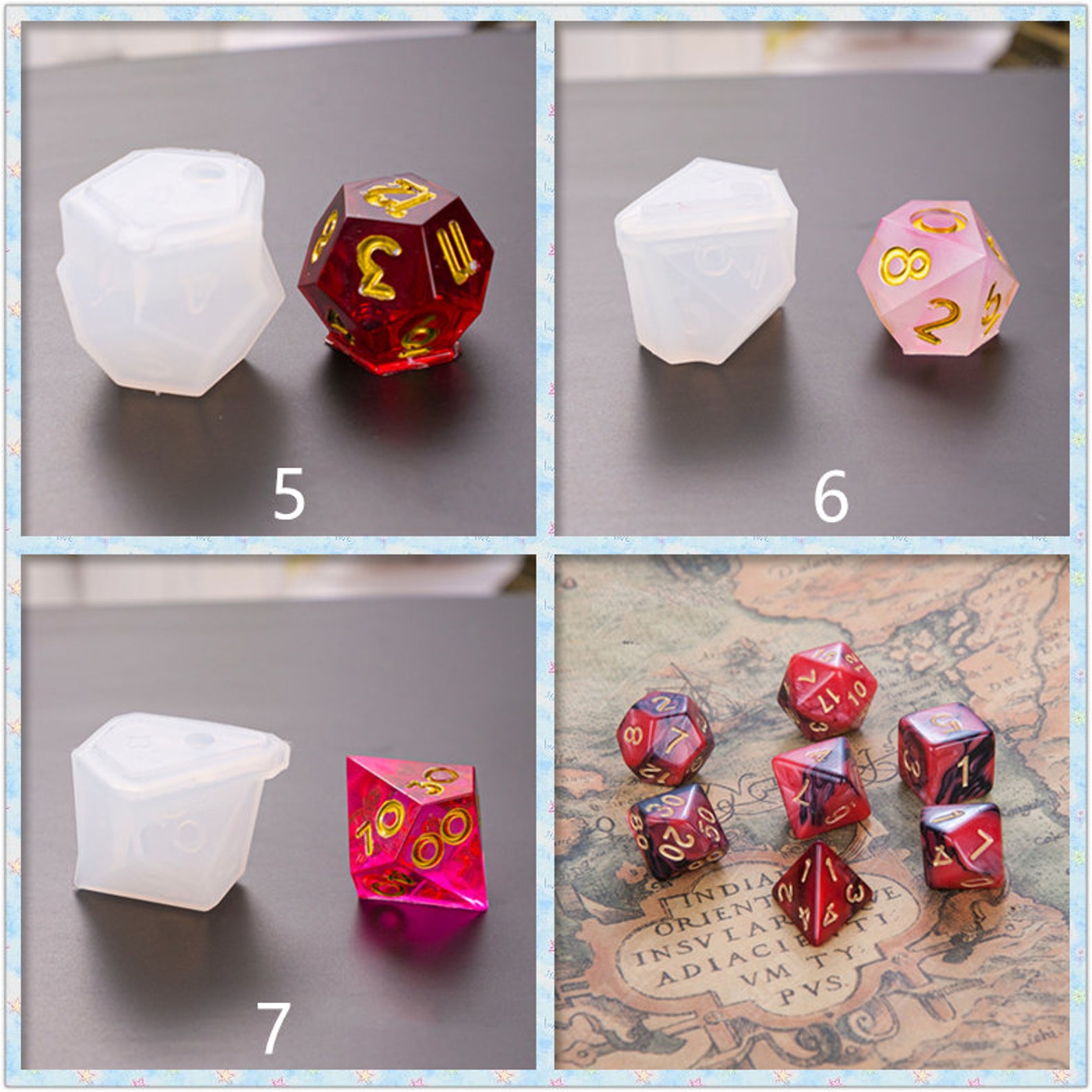 7Pcs/Set DnD Dice Resin MoldPolyhedral Game Dice Silicone Etsy