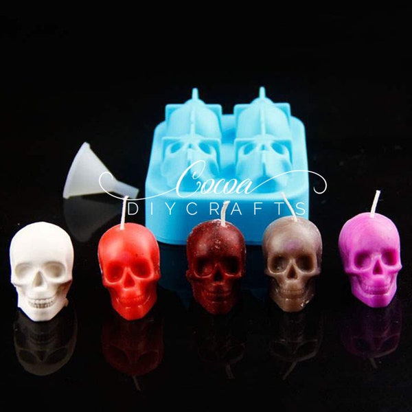 Halloween Skull Bougie Moule-3D Crâne Silicone Moule-Skull Soul Ice Cube Moule-Crâne Résine Art Moule-Crâne Chocolat Moule-Party Bar Décor Moule