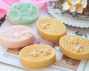 Oval Soap Silicone Mold-Honeycomb Soap Mold-Honey Bee Soap Mold-Bee Flower Soap Mold-Handmade Soap Bar Mold-Beeswax Soap Candle Mold