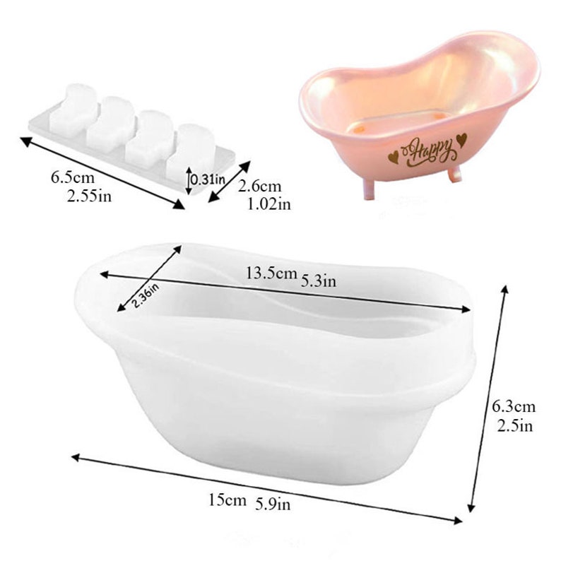 Bathtub Soap Dish Silicone Mold-Bathtub Resin Mold-Bathtub Storage Box Mold-Soap Dish Holder Mold-Soap Tray Mold-Resin Plaster Bathtub Mold image 5