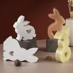 6 Styles Heart Rabbit Silicone Mold-Easter Bunny Candle Mold-Concrete Cement Rabbit Mold-Rabbit Figurine Mold-Jesmonite Plaster Resin Mold