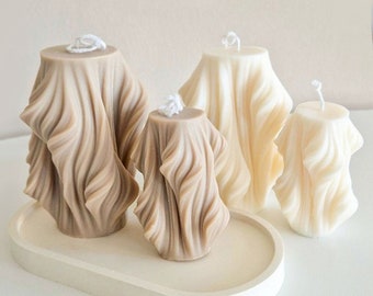 Rotating Candle Silicone Mold-Sculpture Striped Candle Mold-Wave Pillar Candle Mold-Aesthetic Table Decor Mold-DIY Aromatherapy Plaster Mold