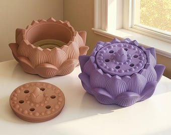 Lotus Candle Jar Silicone Mold-Lotus Trinket Box Resin Mold-Jewelry Storage Box Mold-Concrete Candle Vessel Mold-Jesmonite Plaster Art Mold