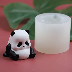 Molde de silicona de vela panda 3D-Molde de vela panda de dibujos animados-Molde de jabón panda hecho a mano-Molde de estatua de panda de hormigón-Molde de decoración de cemento jesmonite