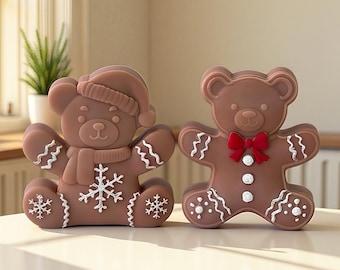 Bear Cookies Silicone Mold-Gingerbread Bear Candle Mold-Christmas Bear Candle Mold-Chocolate Cake Decor Mold-DIY Aromatherapy Plaster Mold