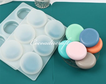 6 cavidades jabón redondo silicona molde-círculo silicona jabón molde-rondo pan molde-hecho a mano barra de jabón molde-mousse chocolate pastel decoración molde