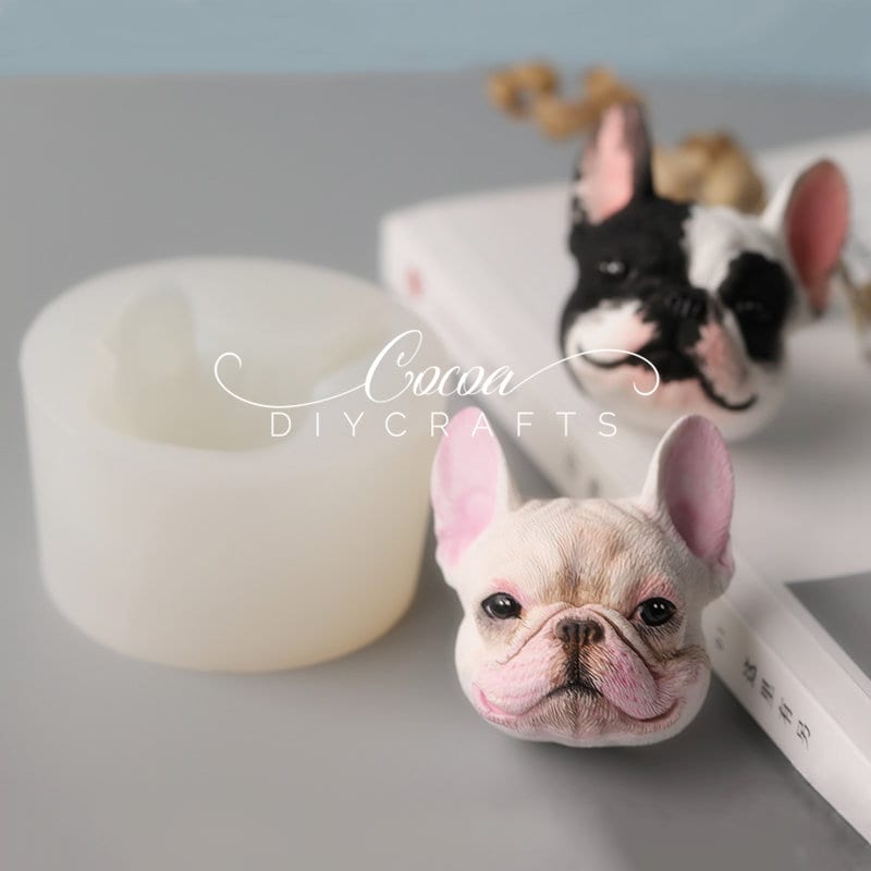 French Bulldog Ice-cube Mold, 4 Hole Fun Shapes Frenchie Bull Dog