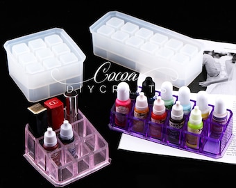 Geometric Storage Rack Mold-Lipstick Holder Resin Mold-Lipstick Storage Box Mold-Cosmetic Display Stand Mold-Makeup Holder Craft Mold