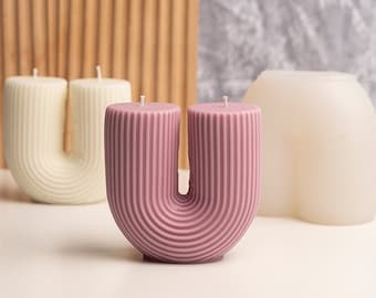 Arch Candle Silicone Mold-U Shaped Candle Mold-Rainbow Bridge Candle Mold-Ribbed Pillar Candle Mold-DIY Aromatherapy Plaster Mold