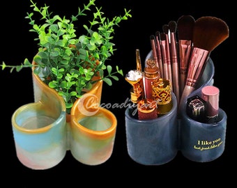 Creative Round Vase Silicone Mold-Pen Holder Resin Mold-Cosmetic Storage Box Mold-Makeup Brush Holder Mold-Succulent Planter Pot Mold