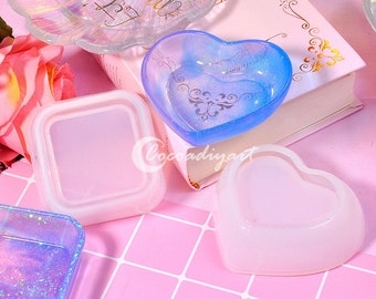 Cute Dish Silicone Mold-Storage Dish Resin Mold-Heart Trinket Dish Mold-Square Dish Mold-Ring Dish Holder Mold-Jewelry Tray Mold