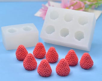 Strawberry Fondant Silicone Mold-Cute Strawberry Candle Mold-Fruit Strawberry Candle Mold-Chocolate Cake Decor Mold-Aroma Candle Soap Mold