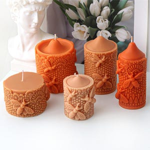 Honeycomb Taper Candle Silicone Mold-Honeycomb Pillar Candle Mold-Bee Column Candle Mold-Cylindrical Candle Mold-Beeswax Soy Candle Mold