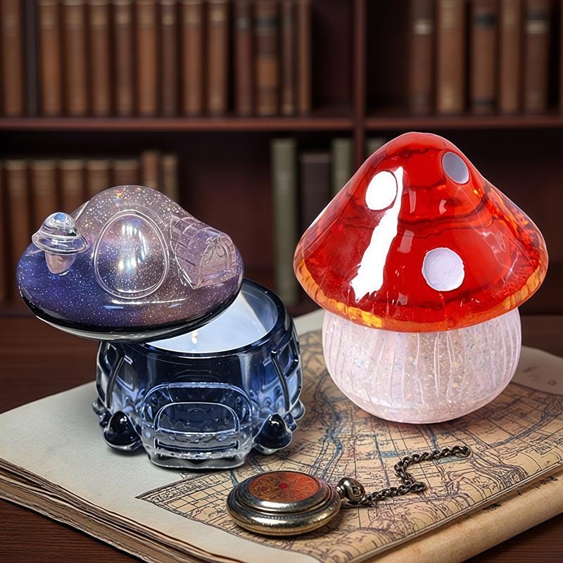 Fairy Mushroom Jar Silicone Mold-mushroom Trinket Box Resin Mold