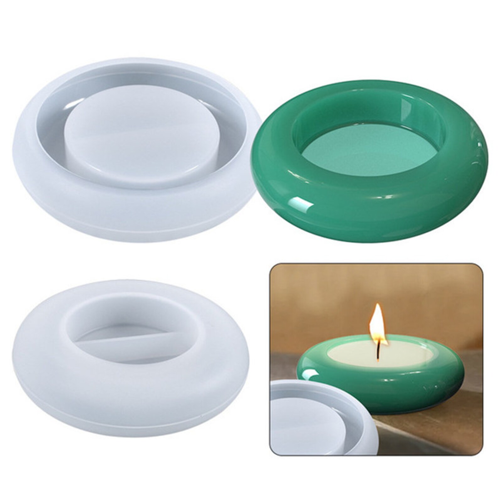 Round Tealight Holder Resin Moldtea Light Holder Moldcandle Etsy