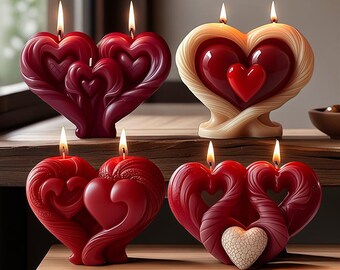 Heart Love Candle Silicone Mold-Couple Heart Candle Mold-Romance Heart Candle Mold-Valentine's Day Candle Mold-Wedding Candle Decor Mold