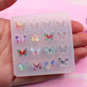 Molde de silicona de mariposa en miniatura-molde de resina de mariposa de insectos-molde para hacer joyas de pendientes-molde de Chocolate Fondant-molde de cera de soja