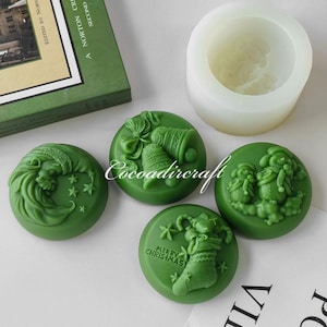 Christmas Soap Silicone Mold-Christmas Snowman/Bell/Socks Soap Mold-Santa Claus Soap Mold-Handmade Round Soap Mold-Aroma Candle Soap Mold