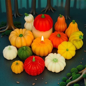 20 Styles Kürbis Silikonform-Herbst Kürbis Kerzenform-Halloween Kürbis Kerzenform-Beton Zement Kürbis Form-Soja Bienenwachs Kerzenform