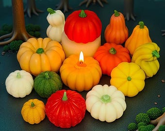 Molde de silicona de calabaza con 20 estilos - Molde para velas de calabaza de otoño - Molde para velas de calabaza de Halloween - Molde para calabaza de cemento - Molde para velas de cera de abejas de soja