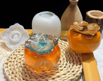 Persimmon Jar Silicone Mold-Persimmon Storage Jar Mold-Candle Jar Mold-Jewelry Trinket Box Mold-Plaster Jesmonite Pot Mold-Epoxy Resin Mold