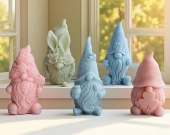 12 Styles Gnome Silicone Mold-Honeycomb Bee Gnome Candle Mold-Flower Gnome Candle Mold-Concrete Cement Statue Mold-Soy Beeswax Candle Mold
