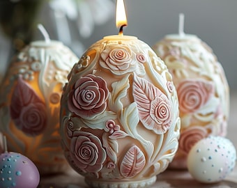 Stampi In Silicone Per Uova Di Pasqua Con Rilievo Floreale Rosa – Fai Da Te Candele, Saponi, Cioccolato, 7cm - 4