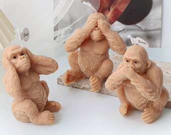 3D Gorilla Candle Silicone Mold-Animal Monkey Candle Mold-Gorilla Statue Candle Mold-Handmade Soap Mold-Aromatherapy Plaster Mold