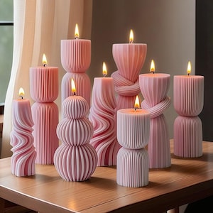 Knot Candle Silicone Mold-Hourglass Pillar Candle Mold-Sculpture Striped Candle Mold-Column Ribbed Candle Mold-Aesthetic Table Decor Mold